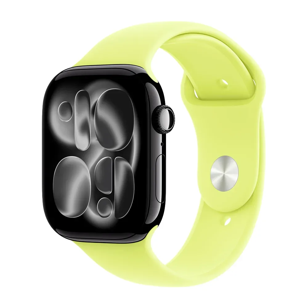 Умные часы Apple Watch Series 11 GPS, 46mm, Jet Black Aluminium Case with Neon Yellow Sport Band, S/M