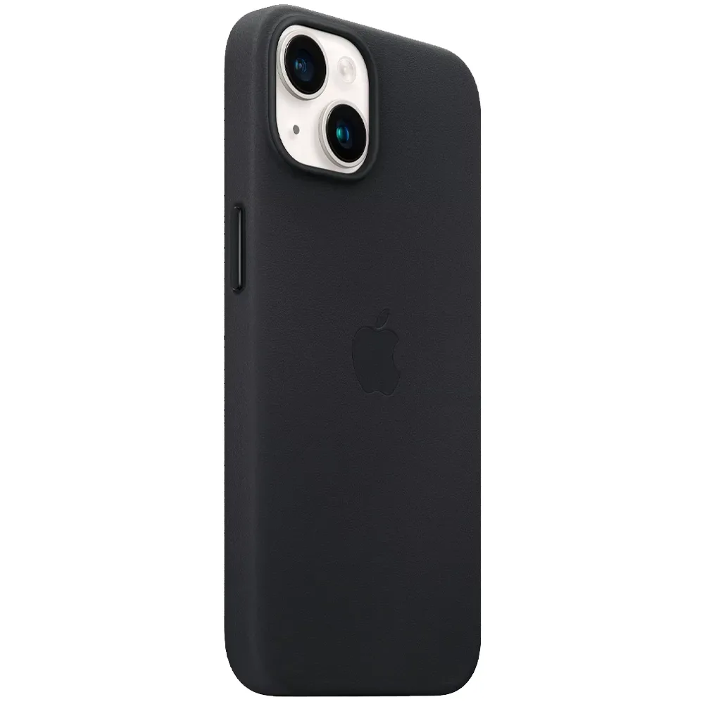 Кожаный чехол с поддержкой MagSafe Apple Leather Case для iPhone 14, Midnight (Темная ночь)