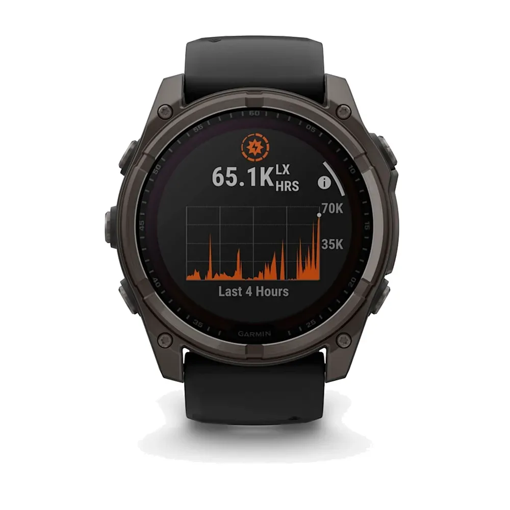 Умные часы Garmin Fenix 8, 51mm, Solar Sapphire Carbon Gray DLC Titanium with Black Silicone (010-02907-70)