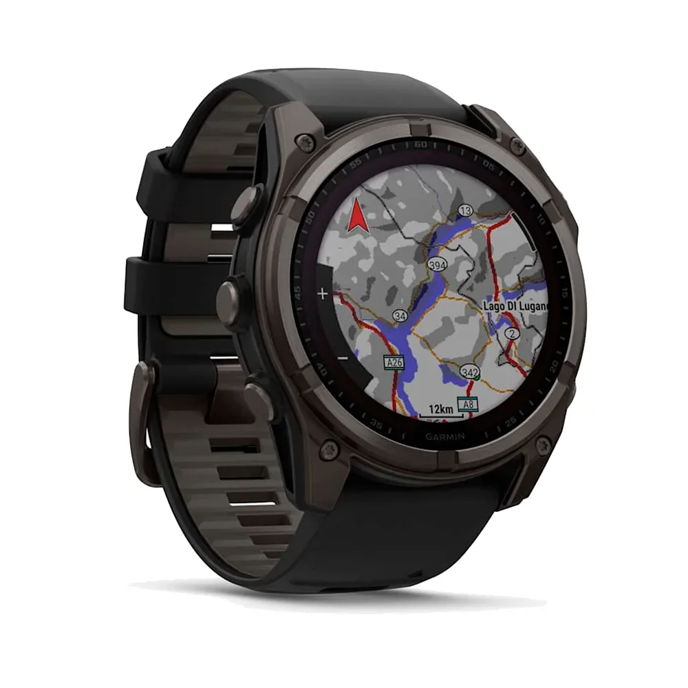 Умные часы Garmin Fenix 8, 51mm, Solar Sapphire Carbon Gray DLC Titanium with Black Silicone (010-02907-70)
