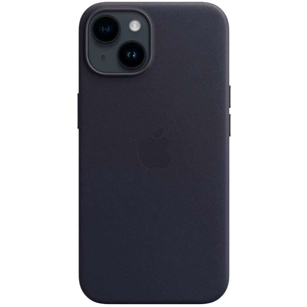 Кожаный чехол с поддержкой MagSafe Apple Leather Case для iPhone 14, Ink (Чернильный)