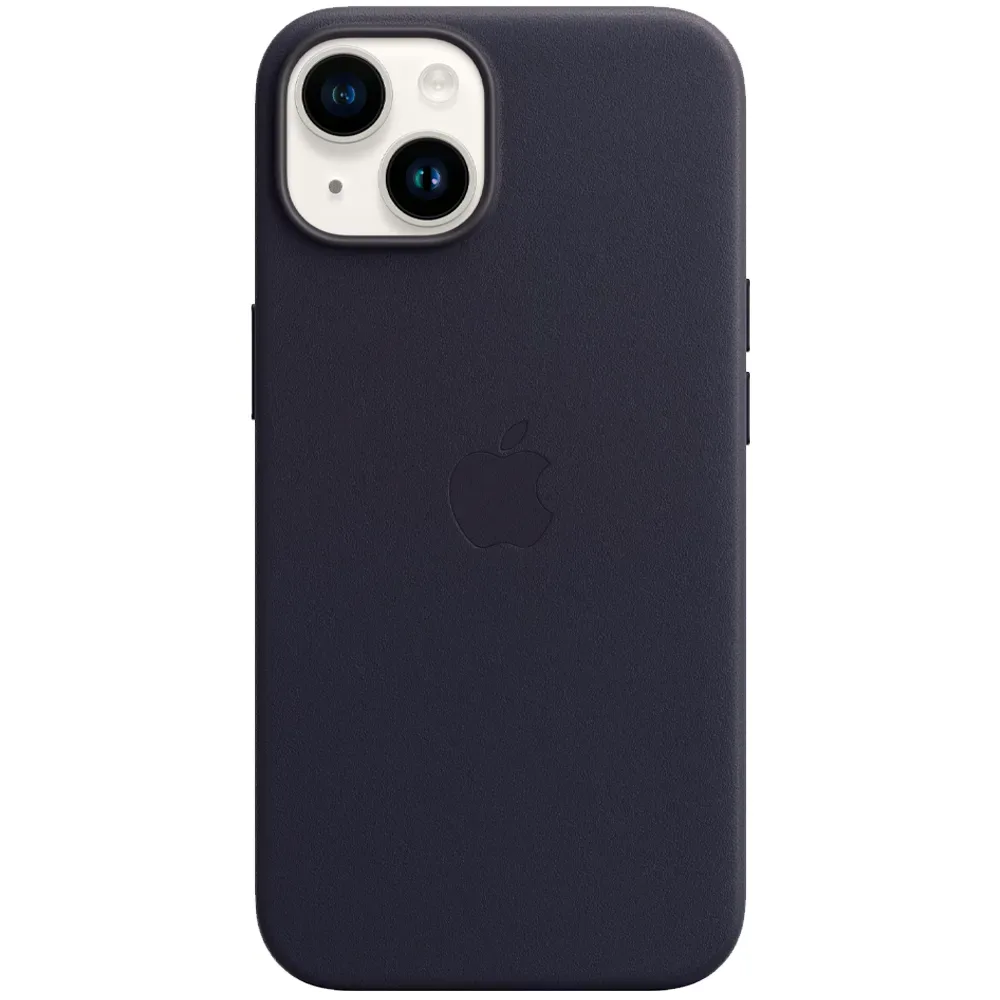 Кожаный чехол с поддержкой MagSafe Apple Leather Case для iPhone 14, Ink (Чернильный)