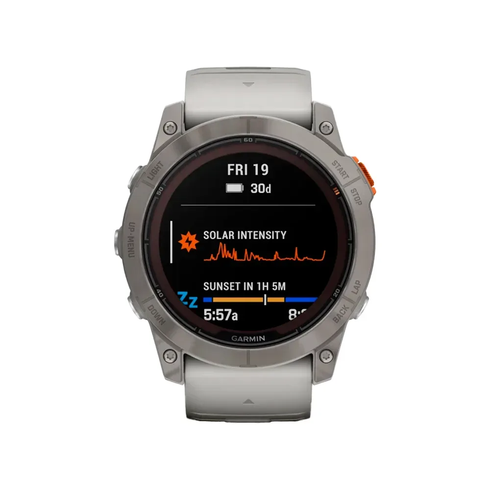 Умные часы Garmin Fenix 7X Pro, 51mm, Sapphire Solar Edition Titanium with Fog Gray/Ember Orange Band (010-02778-15)
