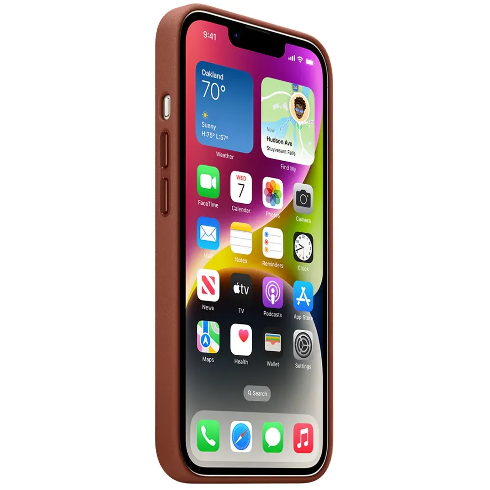 Кожаный чехол с поддержкой MagSafe Apple Leather Case для iPhone 14, Umber (Умбра)