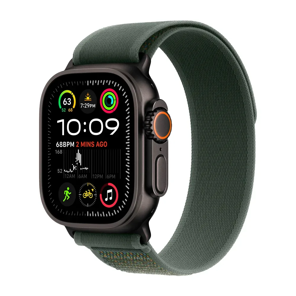 Умные часы Apple Watch Ultra 2 (2024) GPS + Cellular, 49mm, Black Titanium Case with Green Trail Loop S/M, (Зеленый)