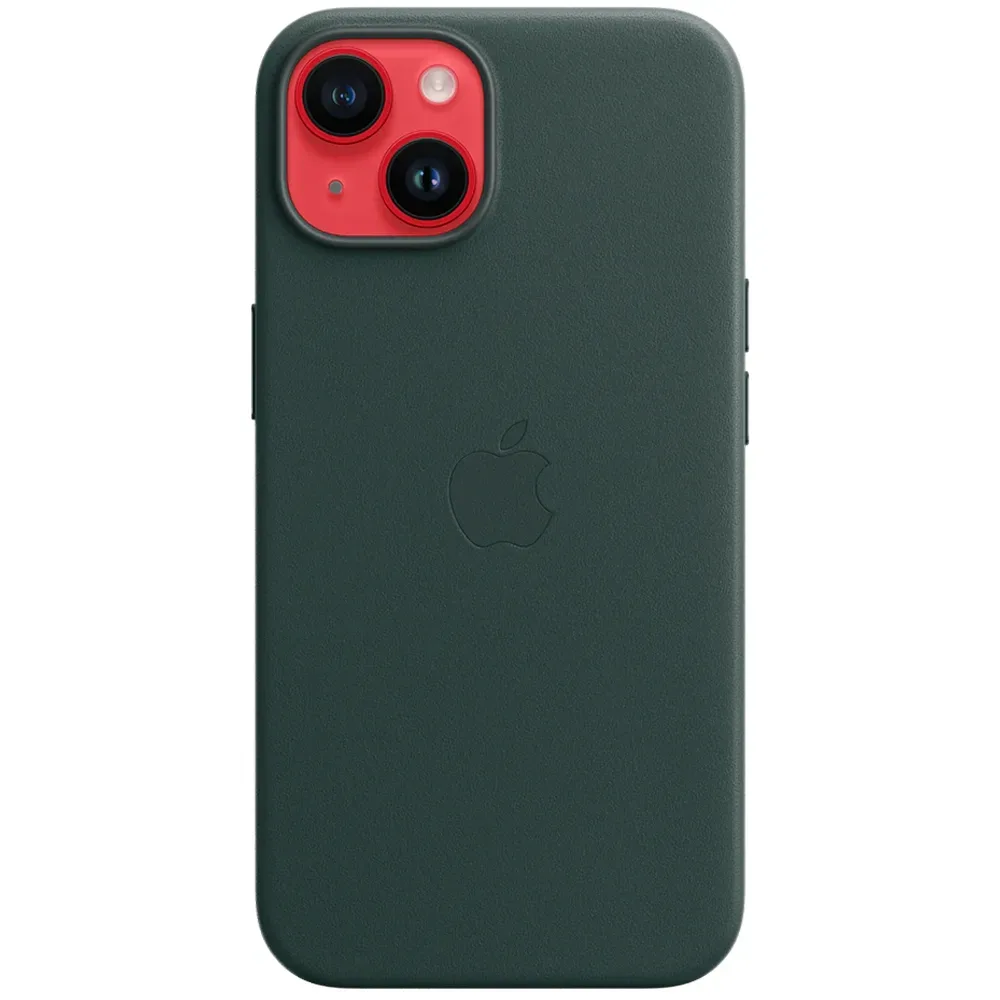 Кожаный чехол с поддержкой MagSafe Apple Leather Case для iPhone 14, Forest Green (Зеленый лес)