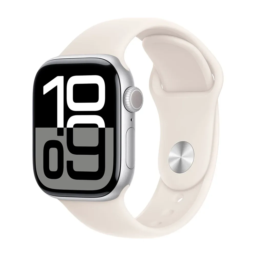 Умные часы Apple Watch Series 10 GPS, 42mm, Silver Aluminium Case with Sport Band M/L, Starlight (Серебристый)