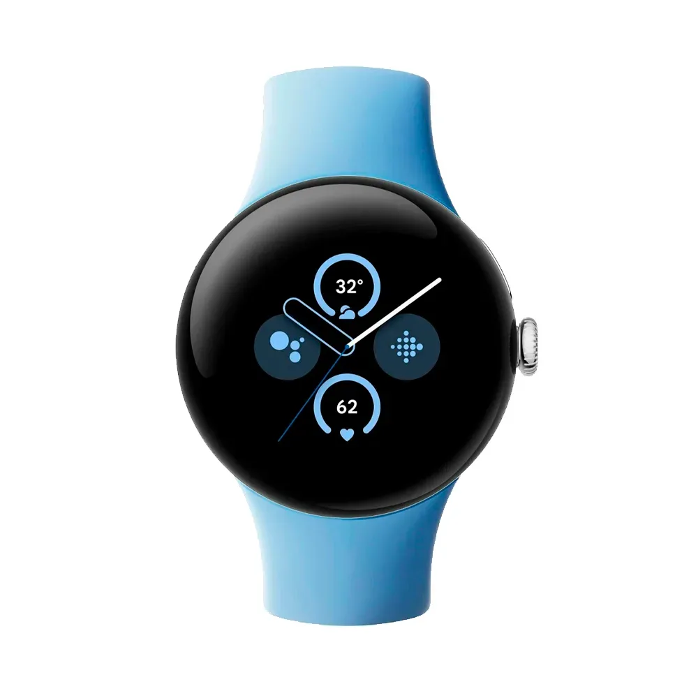 Умные часы Google Pixel Watch 2 Wi-Fi 41mm, Silver/Bay (Полированный серебристый корпус, ремешок голубого цвета)