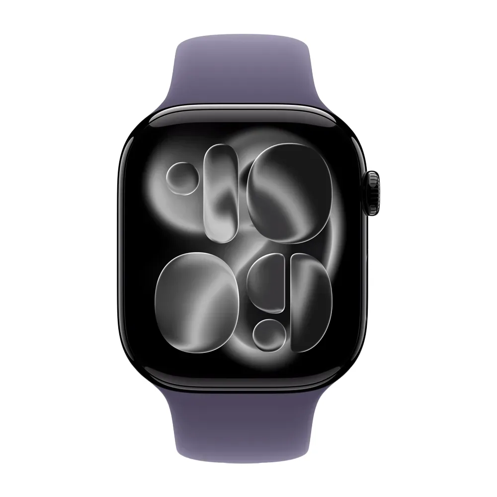 Умные часы Apple Watch Series 11 GPS, 46mm, Jet Black Aluminium Case with Purple Fog Sport Band, S/M