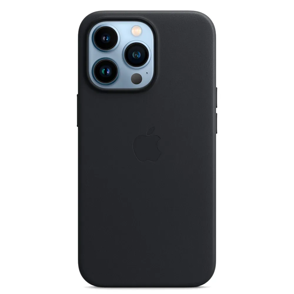 Кожаный чехол с поддержкой MagSafe Apple Leather Case для iPhone 13 Pro, Midnight (Темная ночь)