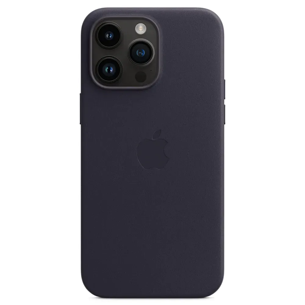 Кожаный чехол с поддержкой MagSafe Apple Leather Case для iPhone 14 Pro Max, Ink (Чернильный)