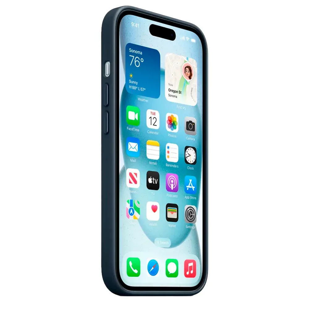 Тканевый чехол с поддержкой MagSafe Apple FineWoven Case для iPhone 15 Plus, Pacific Blue (Тихоокеанский синий)