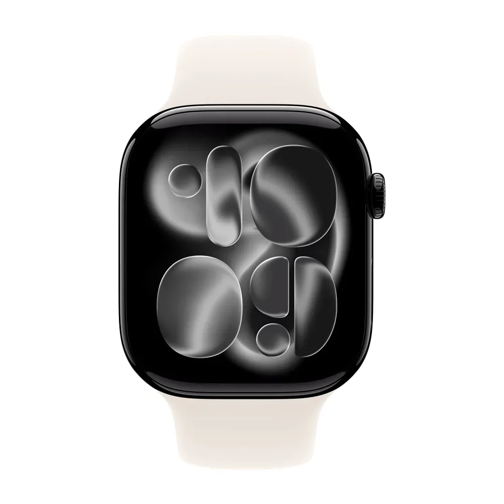 Умные часы Apple Watch Series 11 GPS, 46mm, Jet Black Aluminium Case with Starlight Sport Band, S/M