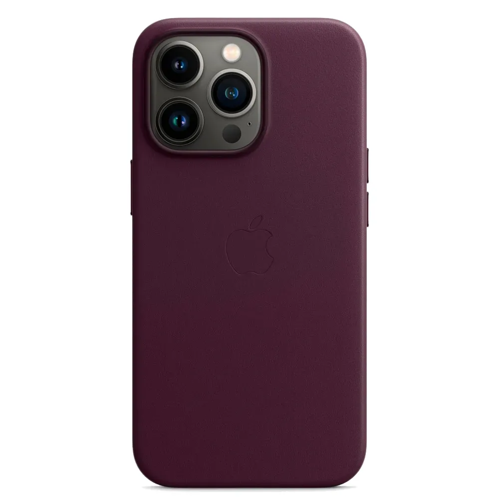 Кожаный чехол с поддержкой MagSafe Apple Leather Case для iPhone 13 Pro, Dark Cherry (Темная вишня)