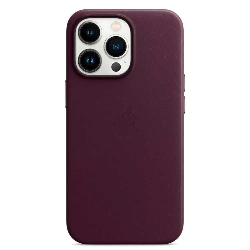 Кожаный чехол с поддержкой MagSafe Apple Leather Case для iPhone 13 Pro, Dark Cherry (Темная вишня)