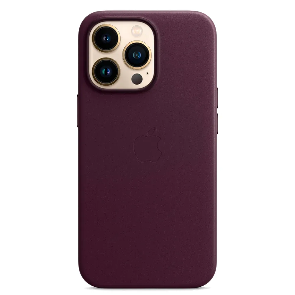 Кожаный чехол с поддержкой MagSafe Apple Leather Case для iPhone 13 Pro, Dark Cherry (Темная вишня)