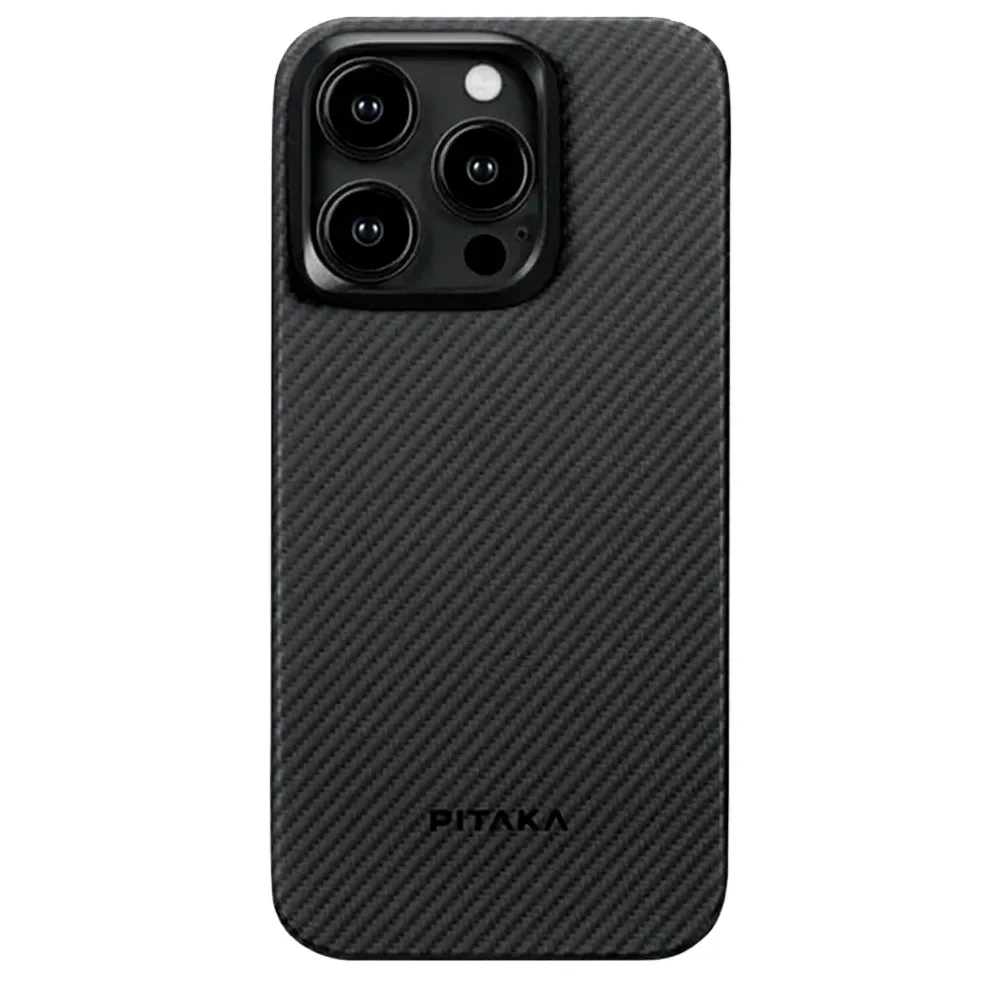 Чехол из арамидного волокна с поддержкой MagSafe PITAKA MagEZ Case 4 1500D для iPhone 15 Pro Max, Black / Gray (Черно-серый)