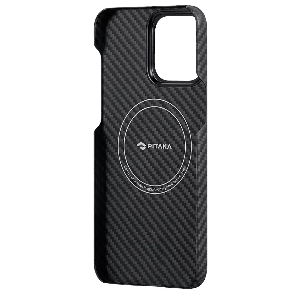 Чехол из арамидного волокна с поддержкой MagSafe PITAKA MagEZ Case 4 1500D для iPhone 15 Pro Max, Black / Gray (Черно-серый)