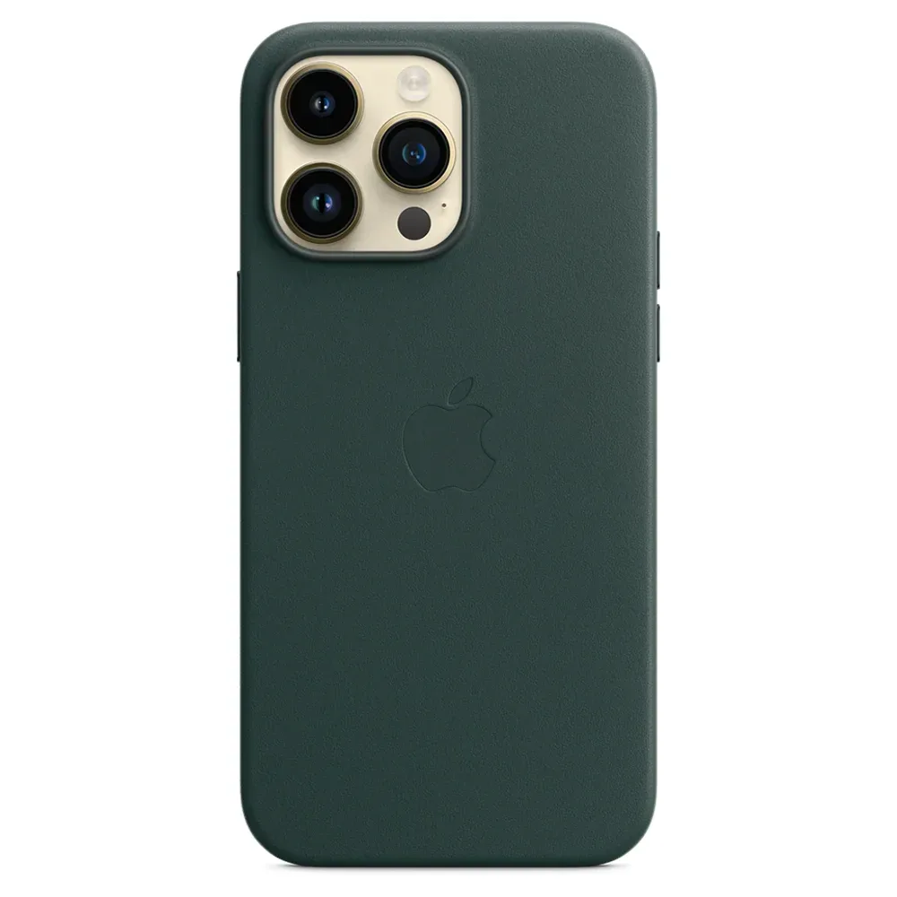 Кожаный чехол с поддержкой MagSafe Apple Leather Case для iPhone 14 Pro Max, Forest Green (Зеленый лес)