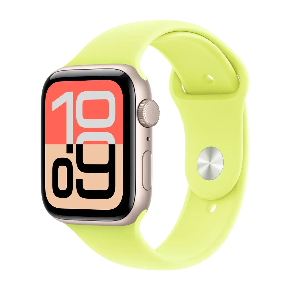 Умные часы Apple Watch SE 3 (2025) GPS, 44mm, Starlight Aluminium Case with Neon Yellow Sport Band, S/M