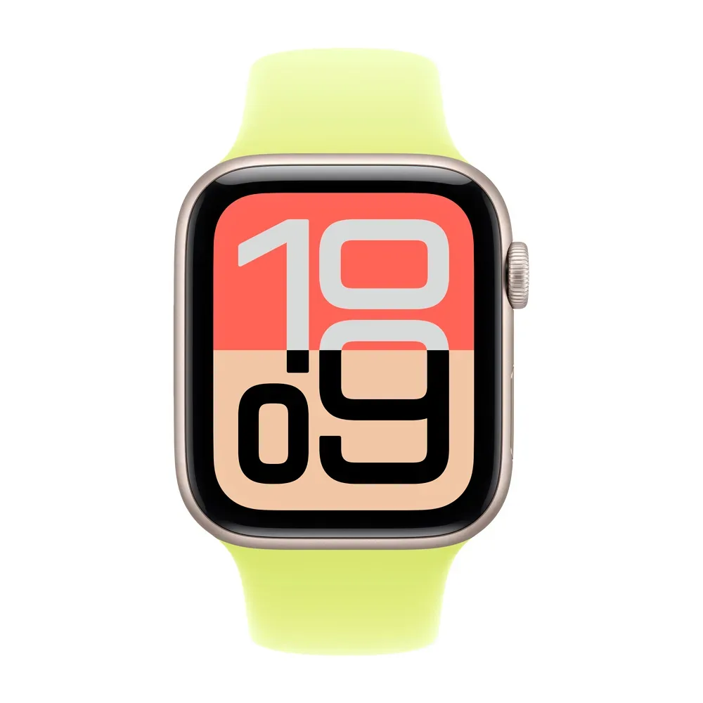 Умные часы Apple Watch SE 3 (2025) GPS, 44mm, Starlight Aluminium Case with Neon Yellow Sport Band, S/M