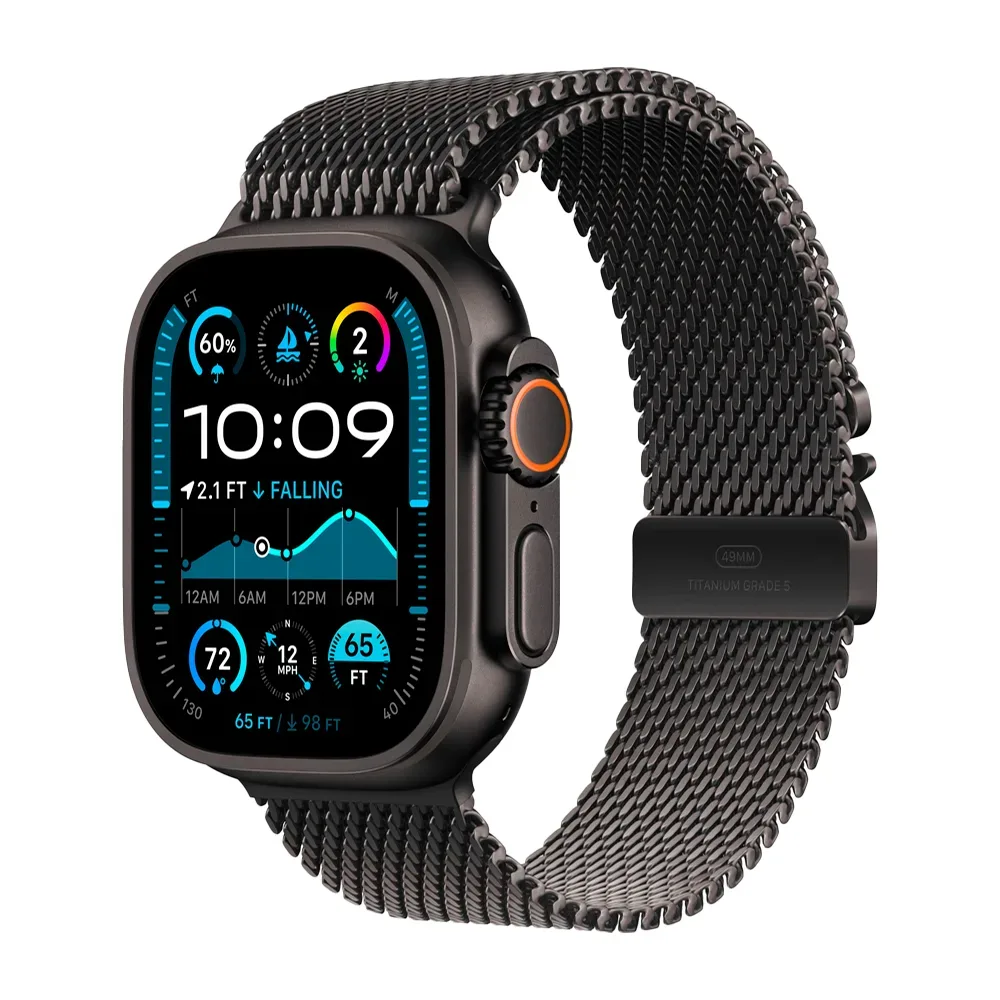 Умные часы Apple Watch Ultra 2 (2024) GPS + Cellular, 49mm, Black Titanium Case with Black Titanium Milanese Loop M, (Черный титан)
