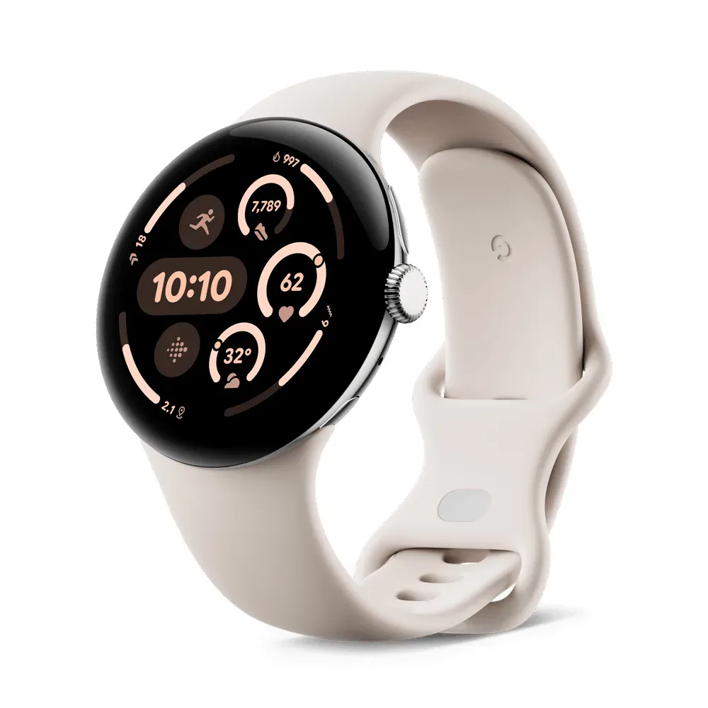 Умные часы Google Pixel Watch 3 Wi-Fi, 41mm, Polished Silver/Porcelain (Полированный серебристый корпус, ремешок фарфорового цвета)