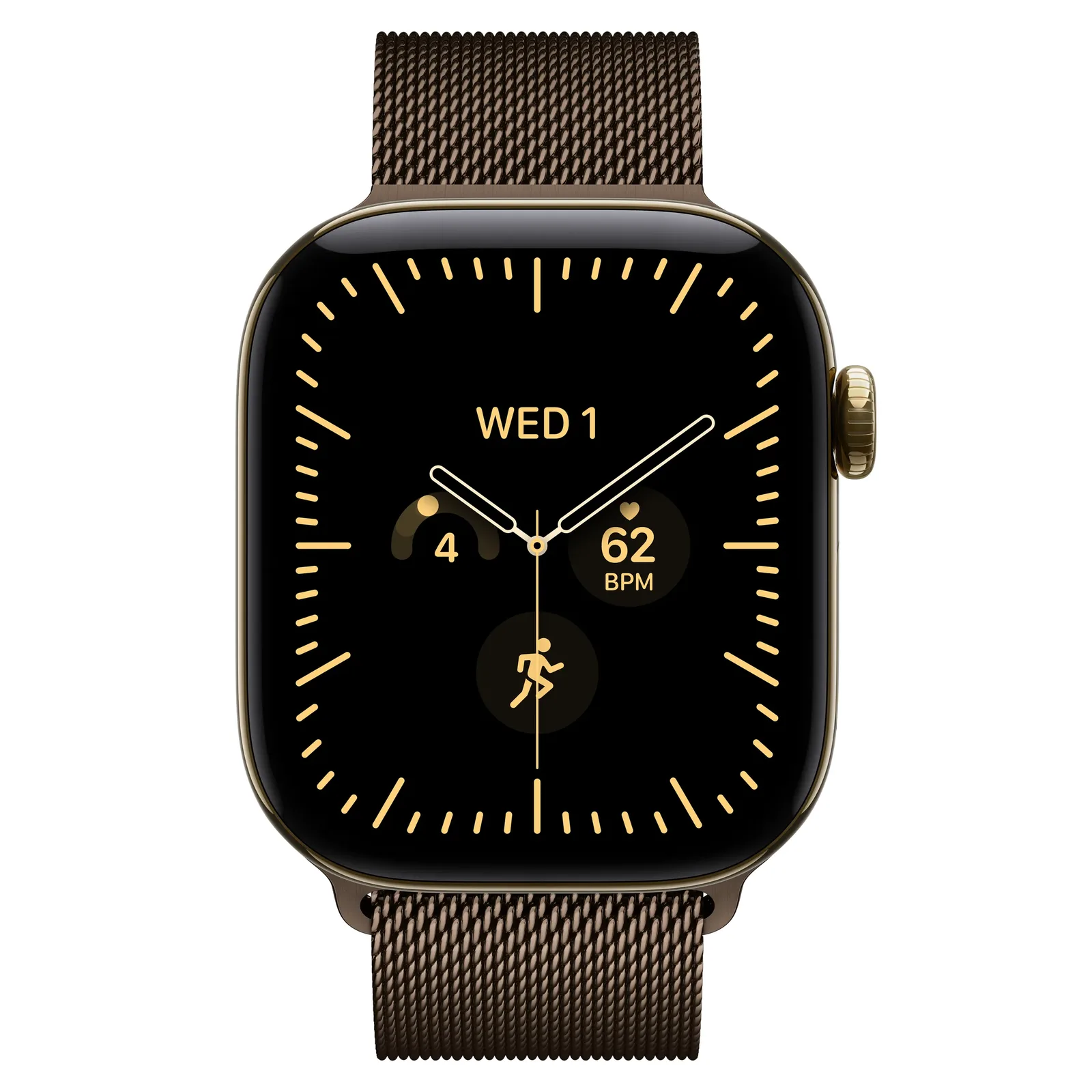 Умные часы Apple Watch Series 12 GPS + Cellular, 42mm, Radiant Gold Titanium Case with Dark Bronze Milanese Loop