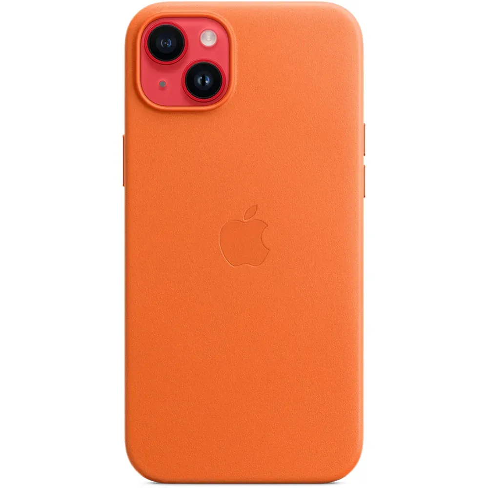 Кожаный чехол с поддержкой MagSafe Apple Leather Case для iPhone 14 Plus, Orange (Оранжевый)