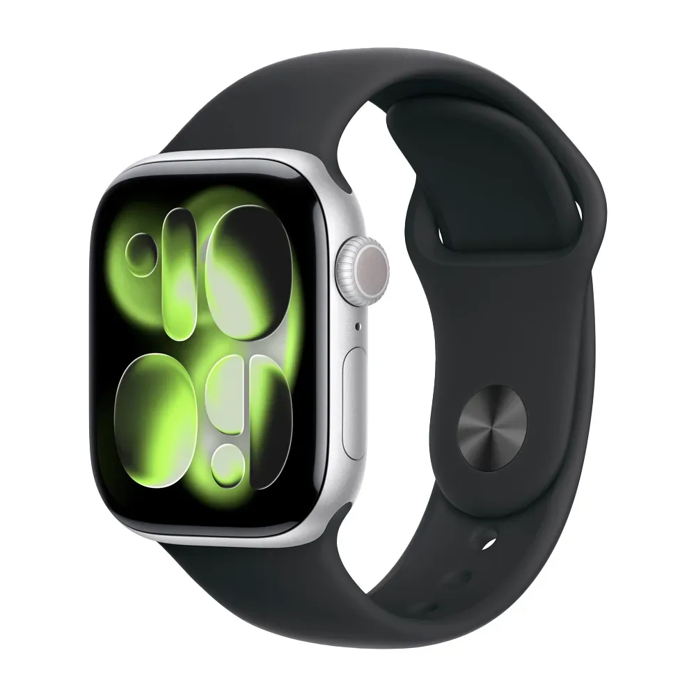 Умные часы Apple Watch Series 11 GPS, 42mm, Silver Aluminium Case with Black Sport Band, M/L