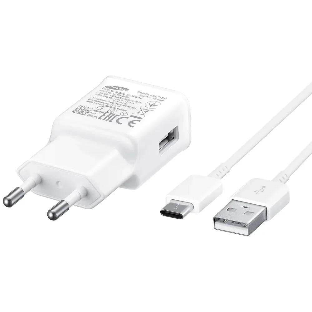 Сетевое зарядное устройство Samsung EP-TA20, USB-A + кабель Type-C, 15Вт, White (Белый)