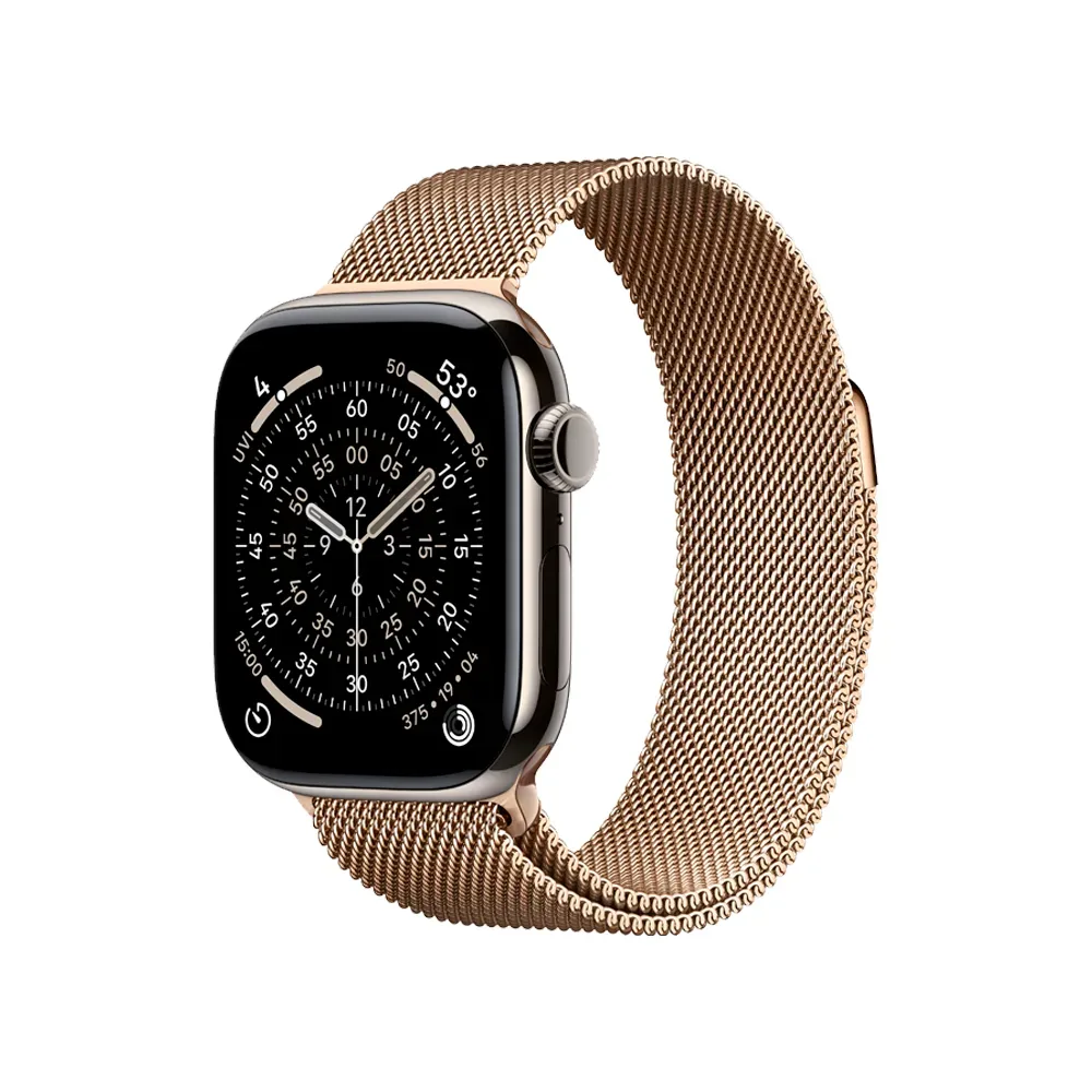Умные часы Apple Watch Series 11 GPS + Cellular, 42mm, Natural Titanium Case with Gold Milanese Loop