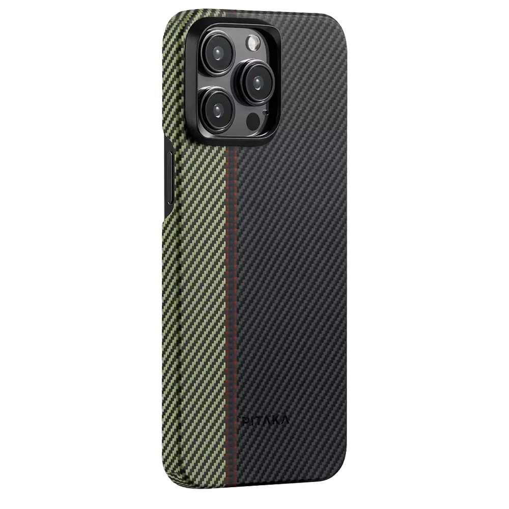 Чехол из арамидного волокна с поддержкой MagSafe PITAKA Fusion Weaving MagEZ Case 4 600D для iPhone 15 Pro Max, Overture (Увертюра)