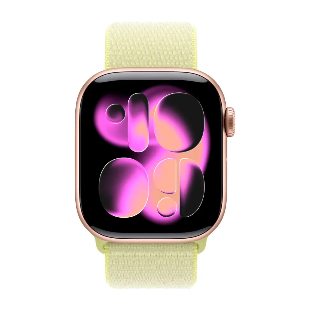 Умные часы Apple Watch Series 11 GPS, 42mm, Rose Gold Aluminium Case with Neon Yellow Sport Loop