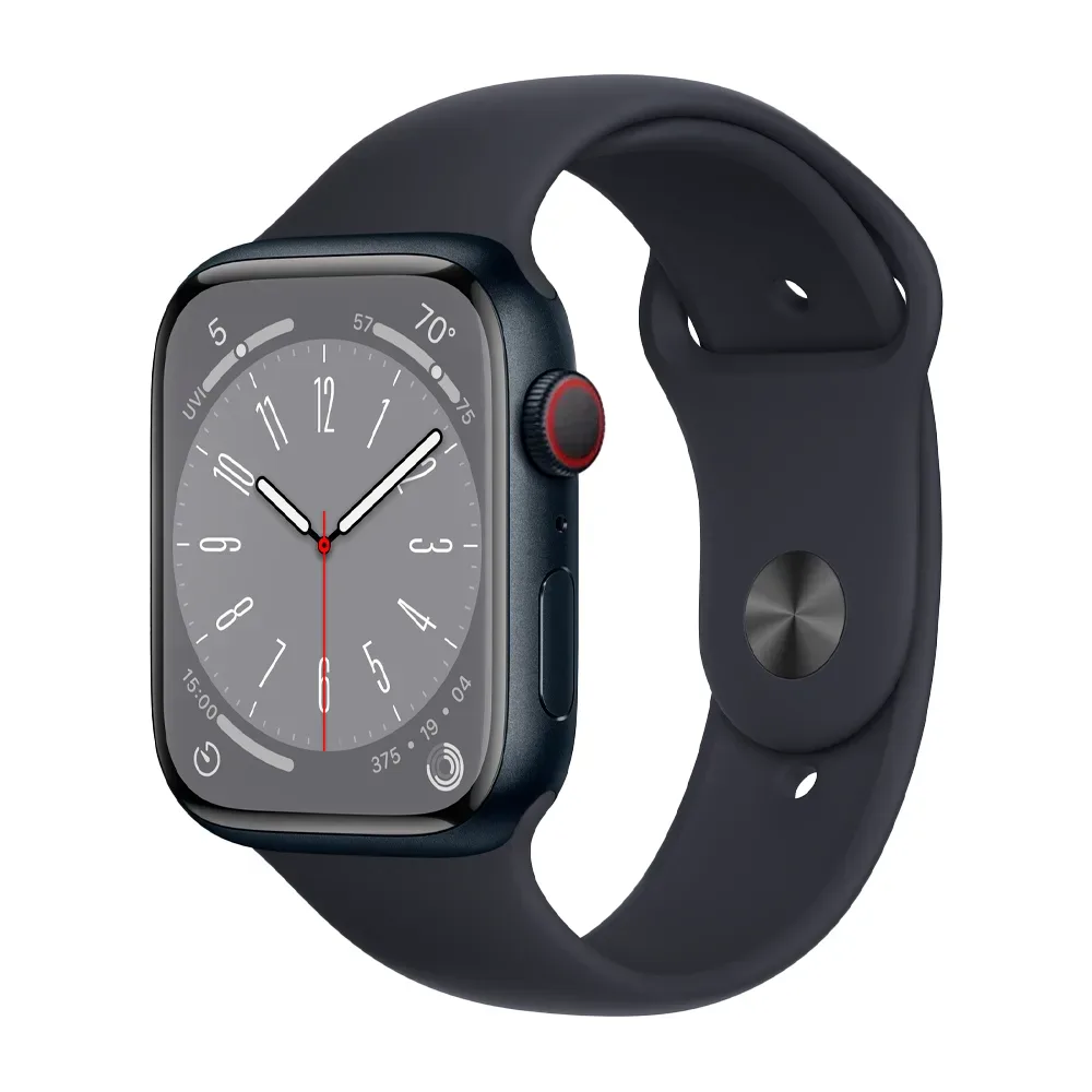 Умные часы Apple Watch Series 8 GPS + Cellular, 45mm, Stainless Steel Case with Sport Band (Серебристый)