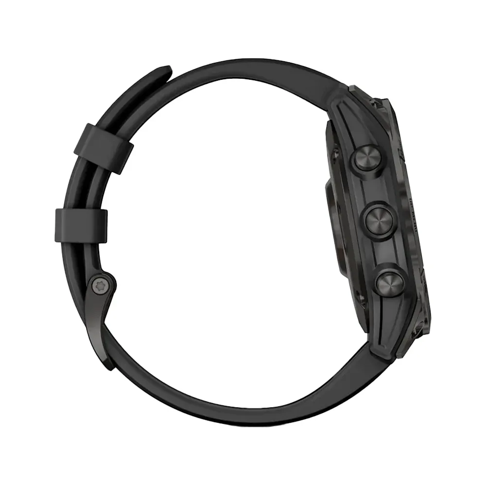 Умные часы Garmin Fenix 7, 47mm, Sapphire Solar Carbon Grey DLC Titanium with Silicone Black Band (010-02540-21)