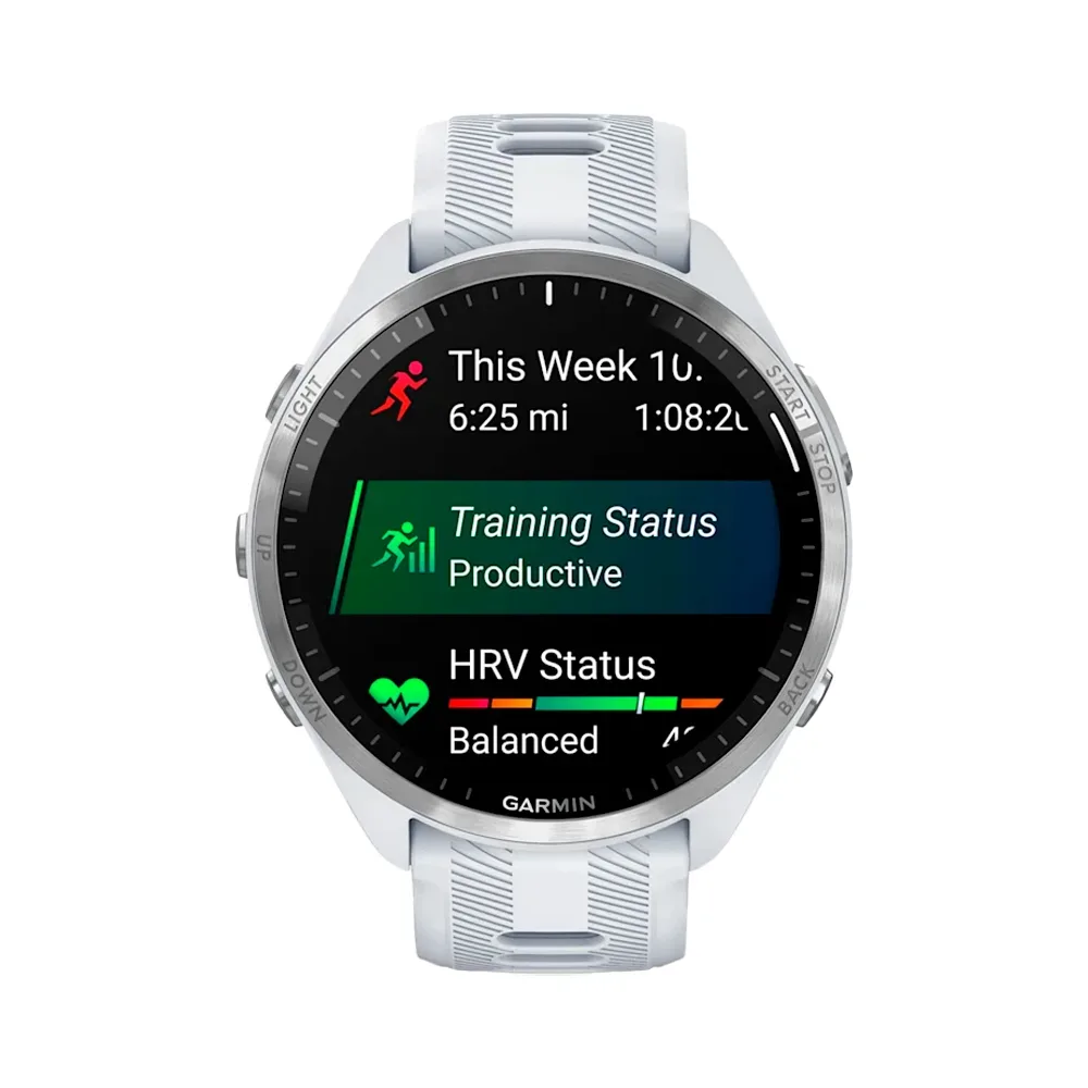 Умные часы Garmin Forerunner 965, 47.1mm, Titanium Bezel with Whitestone Case and Whitestone/Powder Gray Silicone Band (010-02809-11)