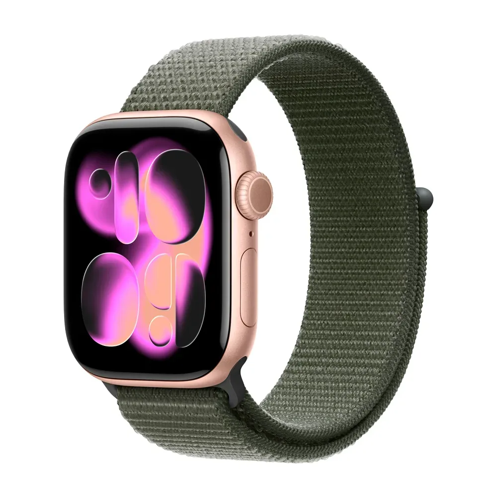 Умные часы Apple Watch Series 11 GPS, 42mm, Rose Gold Aluminium Case with Forest Sport Loop