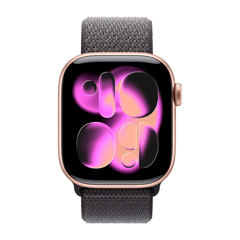 Умные часы Apple Watch Series 11 GPS, 42mm, Rose Gold Aluminium Case with Dark Gray Sport Loop