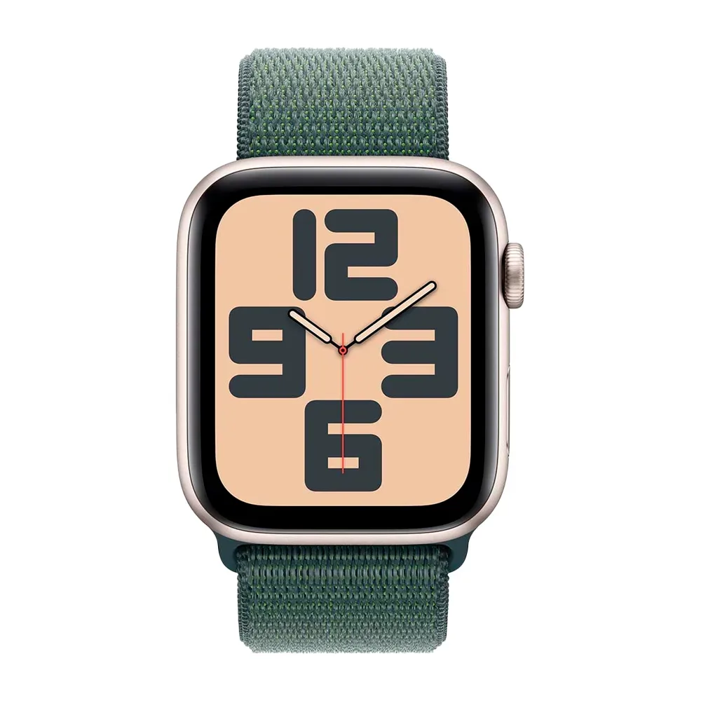 Умные часы Apple Watch SE 2 (2024) GPS, 44mm, Starlight Aluminium Case with Sport Loop, Lake Green (Сияющая звезда)