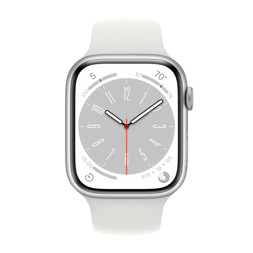 Умные часы Apple Watch Series 8 GPS, 45mm, Aluminium Case with Sport Band S/M, Silver (Серебристый)