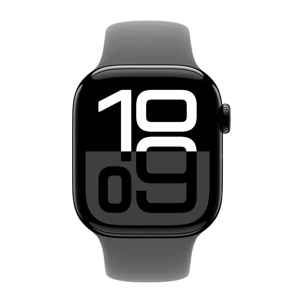 Умные часы Apple Watch Series 10 GPS, 42mm, Jet Black Aluminium Case with Sport Band M/L, Stone Gray (Черный)