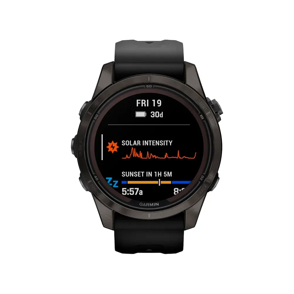 Умные часы Garmin Fenix 7S Pro, 42mm, Sapphire Solar DLC Titanium Carbon Gray (010-02776-11)