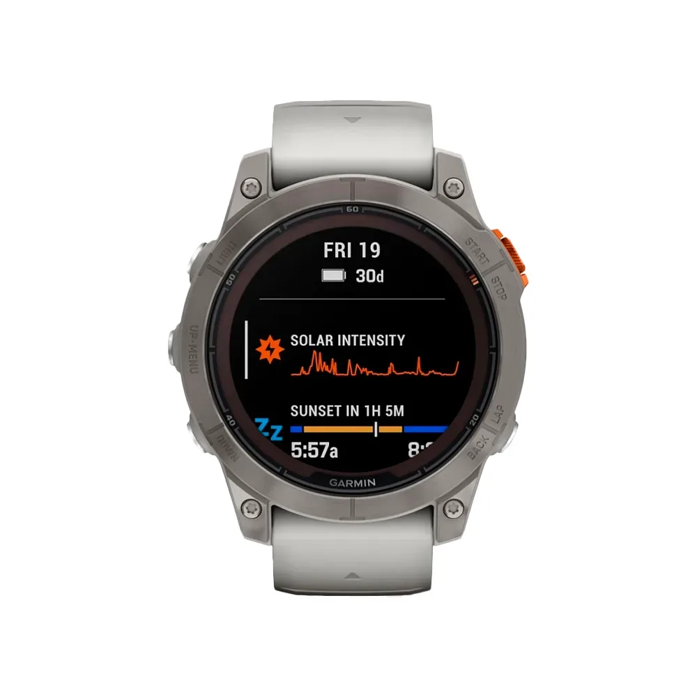 Умные часы Garmin Fenix 7 Pro, 47mm, Sapphire Solar Titanium Fog Gray Ember Orange Band (010-02777-21)
