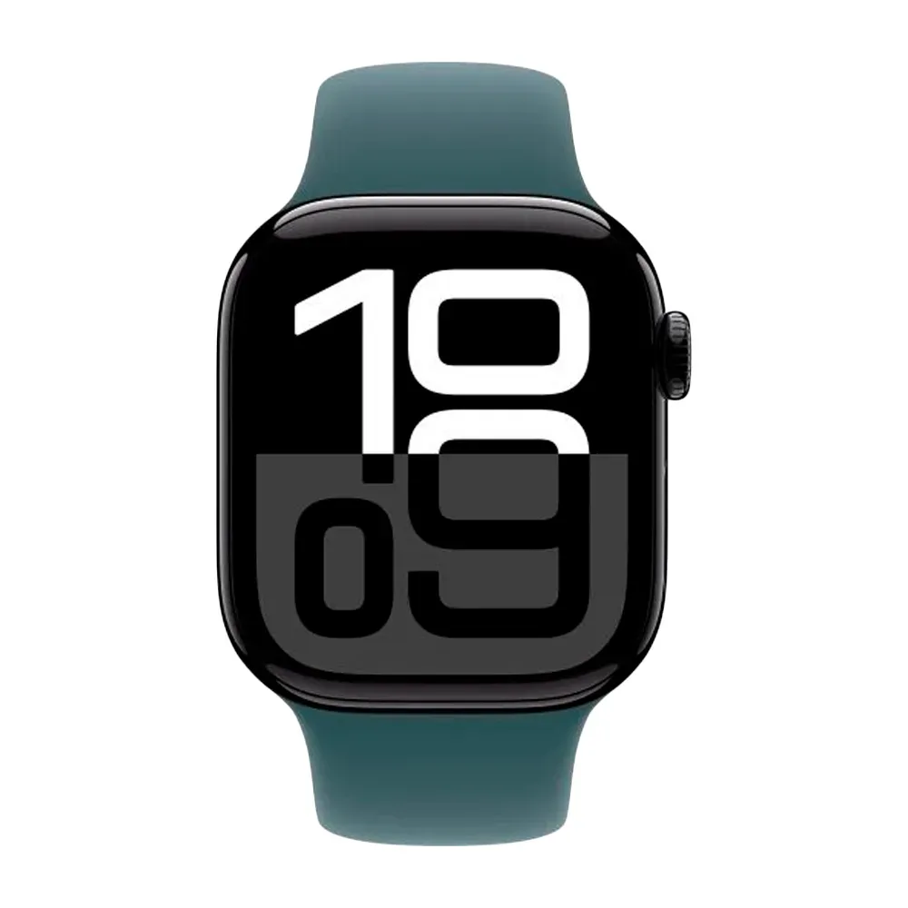 Умные часы Apple Watch Series 10 GPS, 42mm, Jet Black Aluminium Case with Sport Band M/L, Lake Green (Черный)