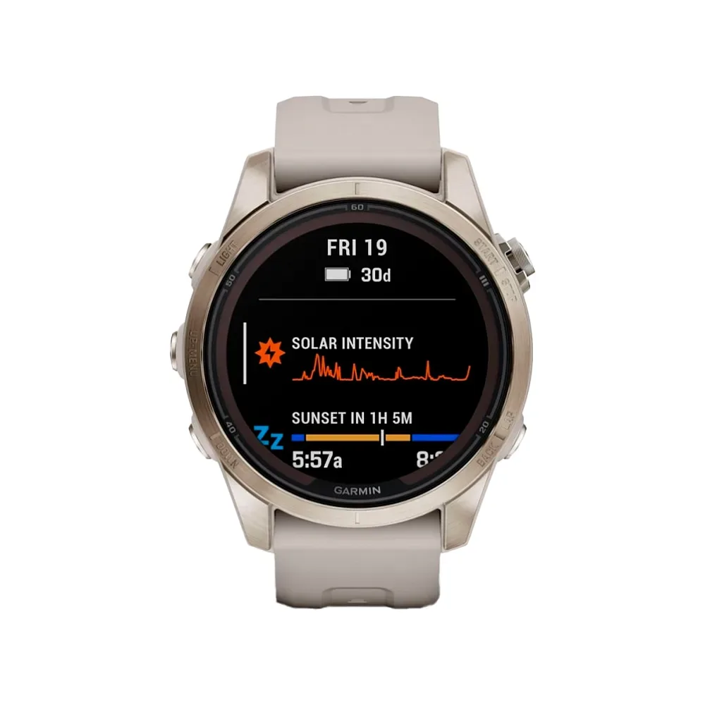 Умные часы Garmin Fenix 7S Pro, 42mm, Sapphire Solar Soft Gold with Light Sand Band (010-02776-15)