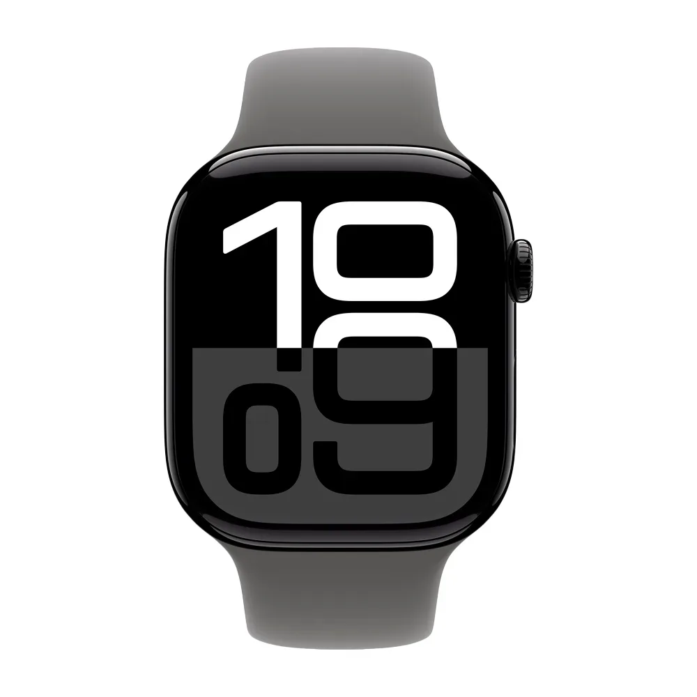 Умные часы Apple Watch Series 10 GPS, 46mm, Jet Black Aluminium Case with Sport Band S/M, Stone Gray (Черный)