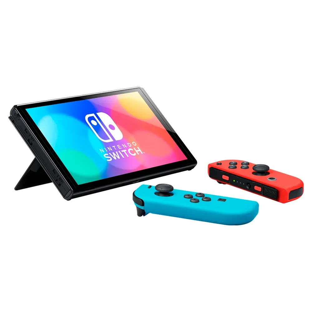 Портативная игровая консоль Nintendo Switch (OLED-модель), Neon Blue/Neon Red (Неоновый синий/Неоновый красный)