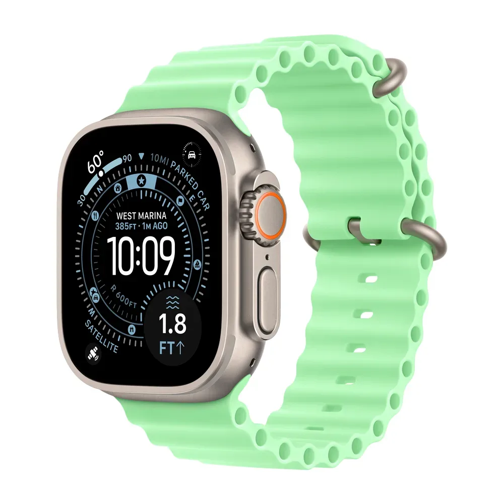 Умные часы Apple Watch Ultra 3 (2025) GPS + Cellular, 49mm, Natural Titanium Case with Neon Green Ocean Band