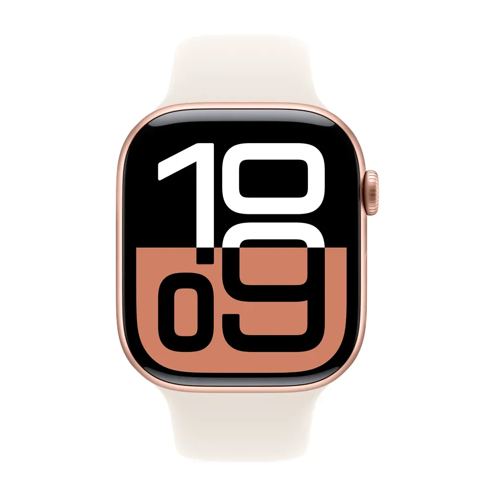 Умные часы Apple Watch Series 10 GPS, 46mm, Rose Gold Aluminium Case with Sport Band S/M, Starlight (Розовый)
